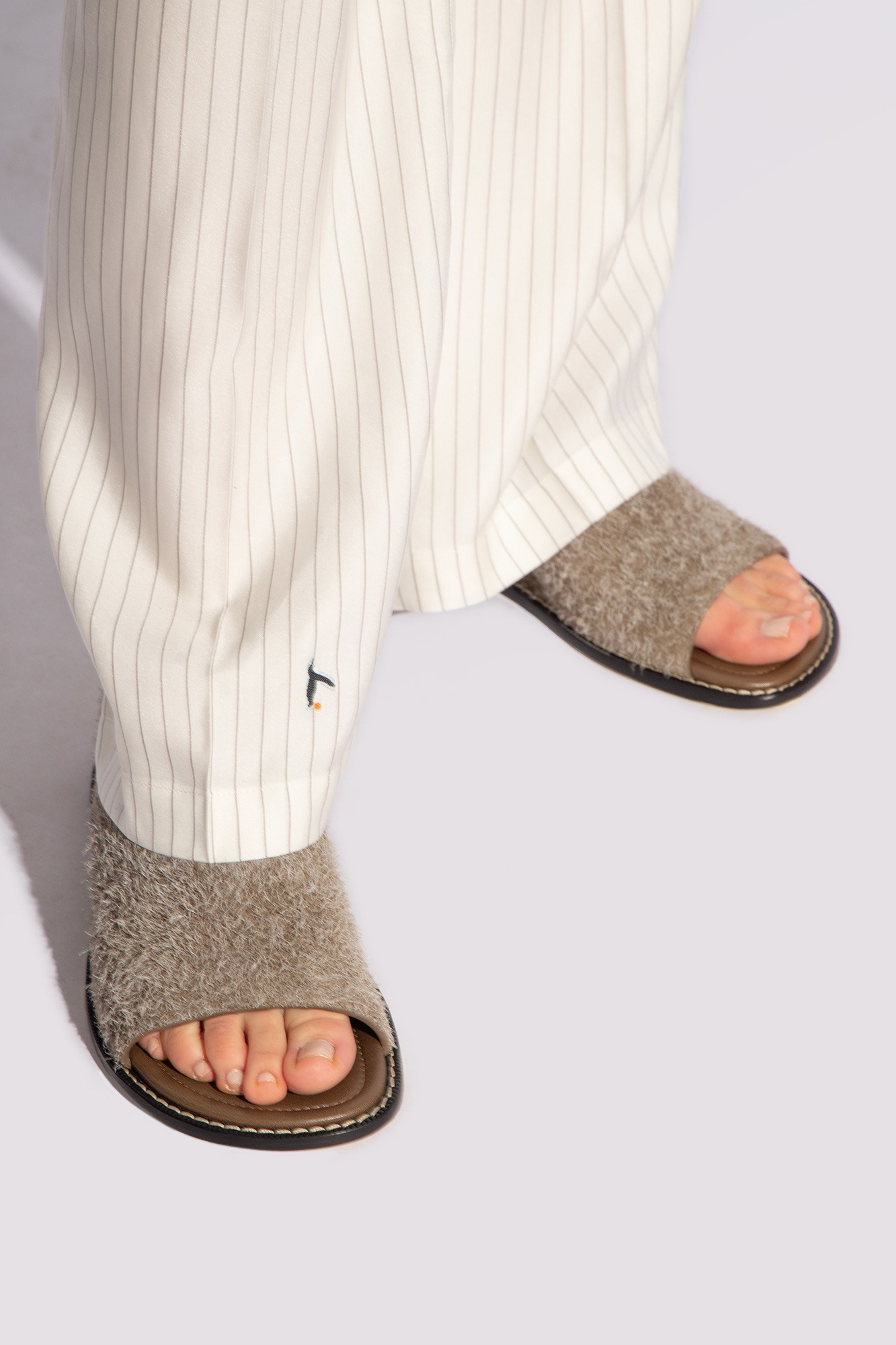 【LOEWE】 L815379X82 LADERA MULE 40 SchaferandweinerShops Zimbabwe - Grey 'Ladera' leather wedge